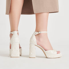 PANDRO PEARL HEELS TRUE WHITE SATIN | Dolce Vita Women