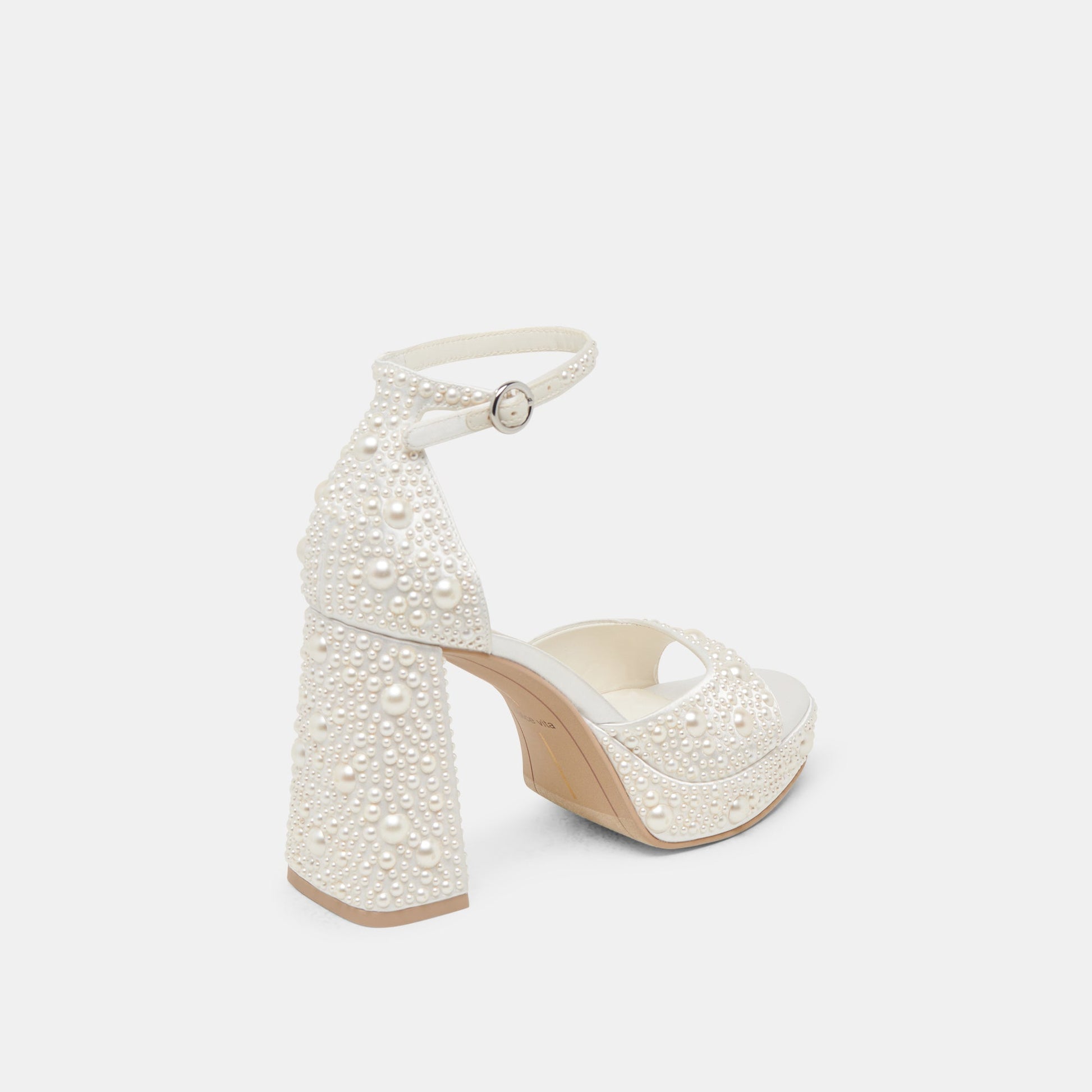 PANDRO PEARL HEELS TRUE WHITE SATIN - Dolce Vita