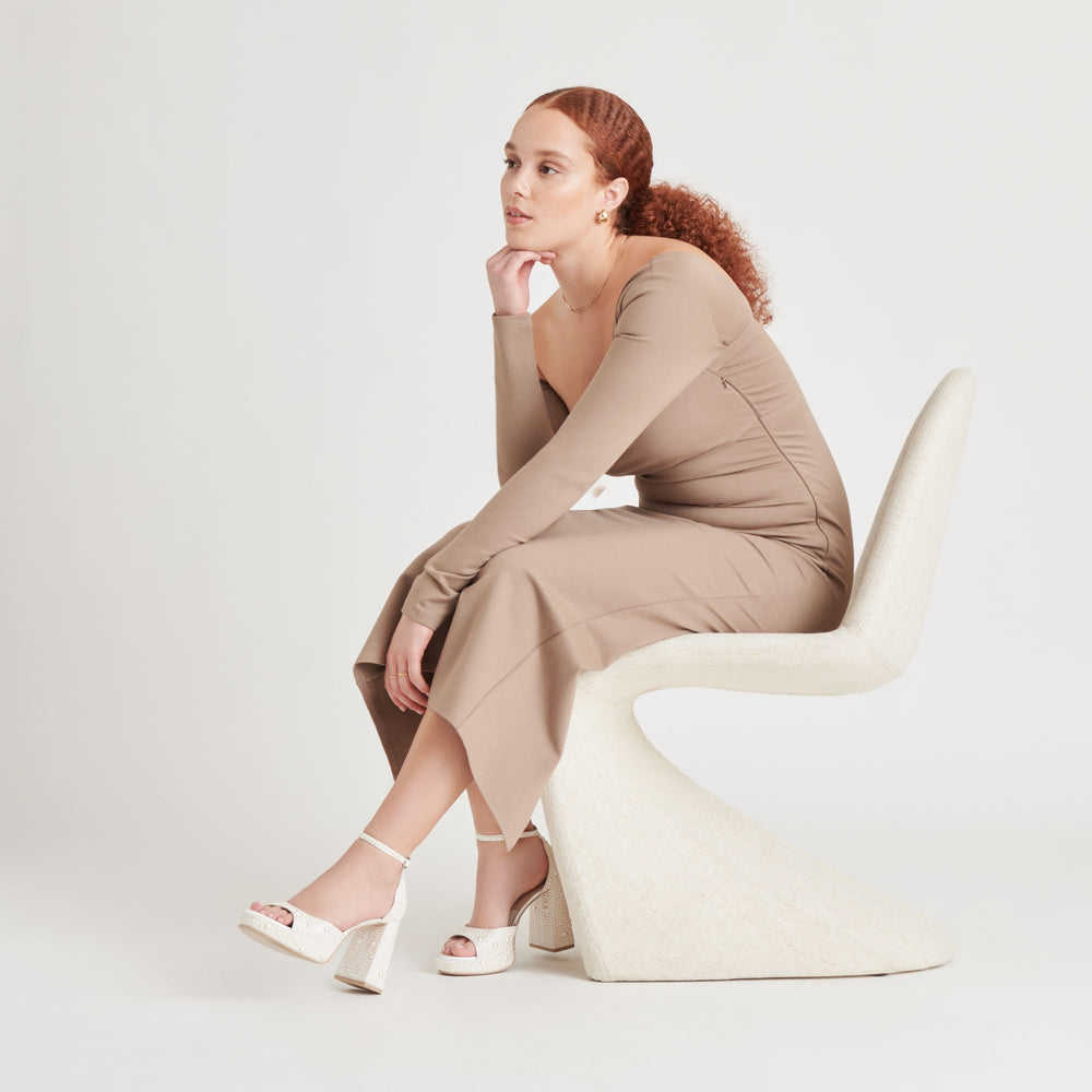 PANDRO PEARL HEELS TRUE WHITE SATIN | Dolce Vita Women