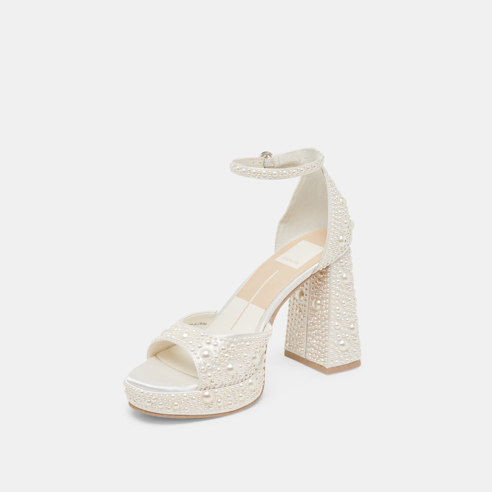 PANDRO PEARL HEELS TRUE WHITE SATIN | Dolce Vita Women