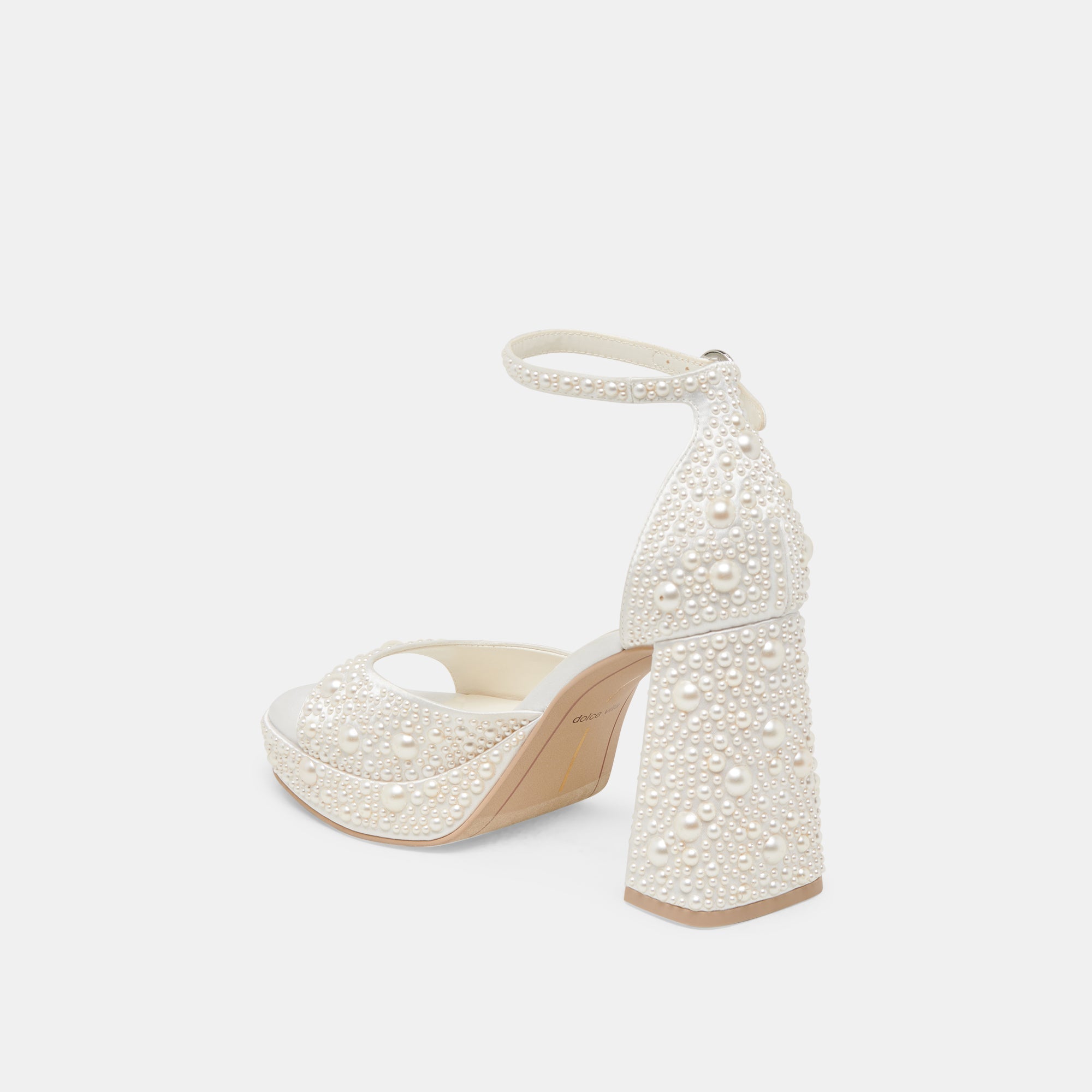 PANDRO PEARL HEELS TRUE WHITE SATIN | Dolce Vita Women