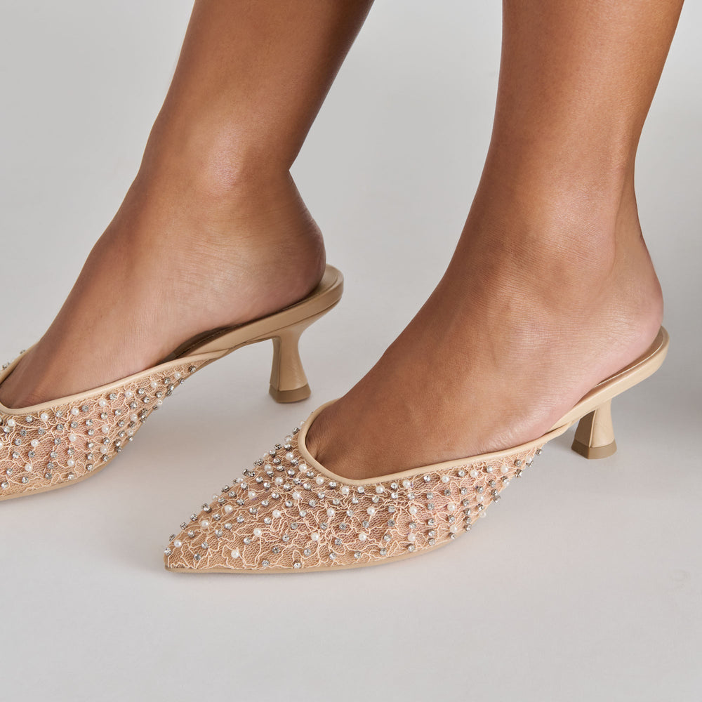 Cleo Pearl Blush Lace Mesh Heels | Dolce Vita Women