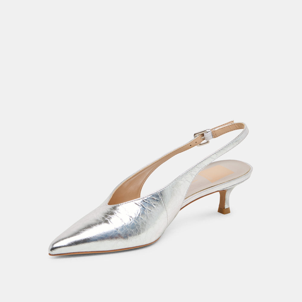 ALENNA HEELS SILVER DISTRESSED LEATHER | Dolce Vita Women