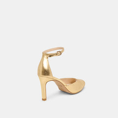 Serlo Gold Crinkle Patent Heels | Women Dolce Vita