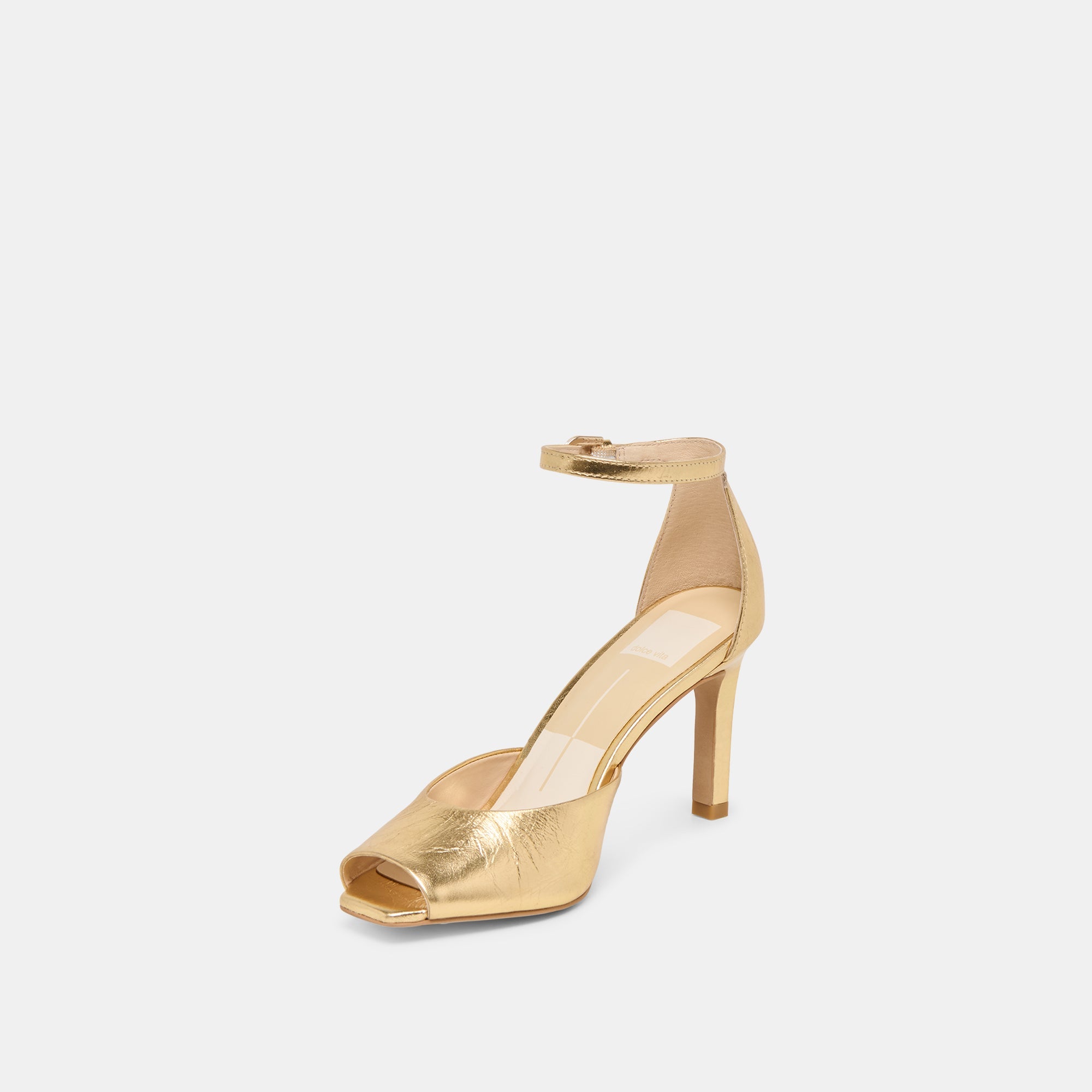 Serlo Gold Crinkle Patent Heels | Women Dolce Vita