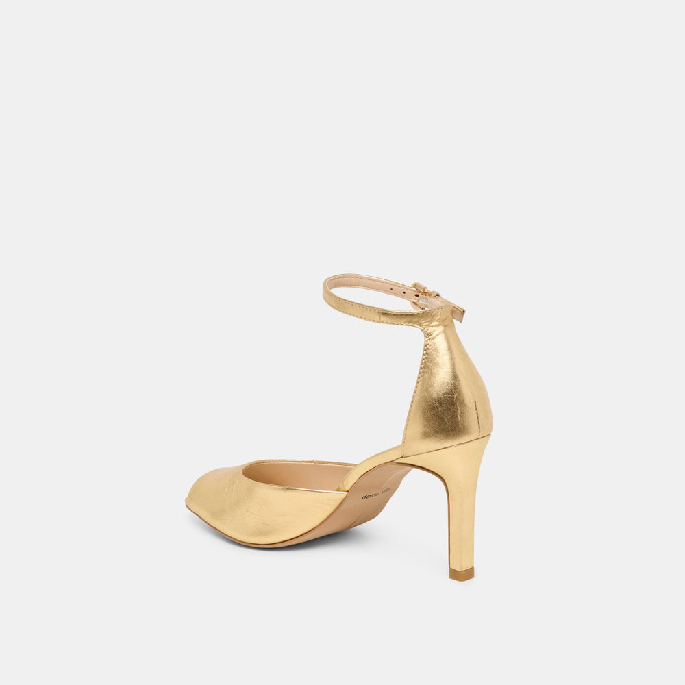 Serlo Gold Crinkle Patent Heels | Women Dolce Vita