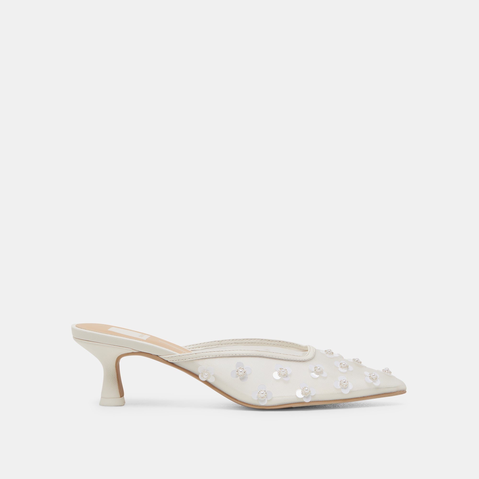 CLARA PEARL HEELS TRUE WHITE DAISY MESH | Dolce Vita Women