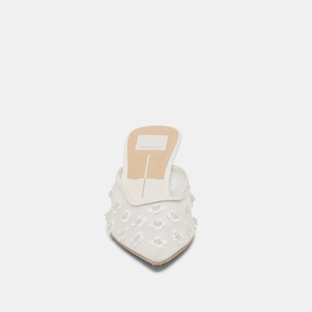 CLARA PEARL HEELS TRUE WHITE DAISY MESH | Dolce Vita Women