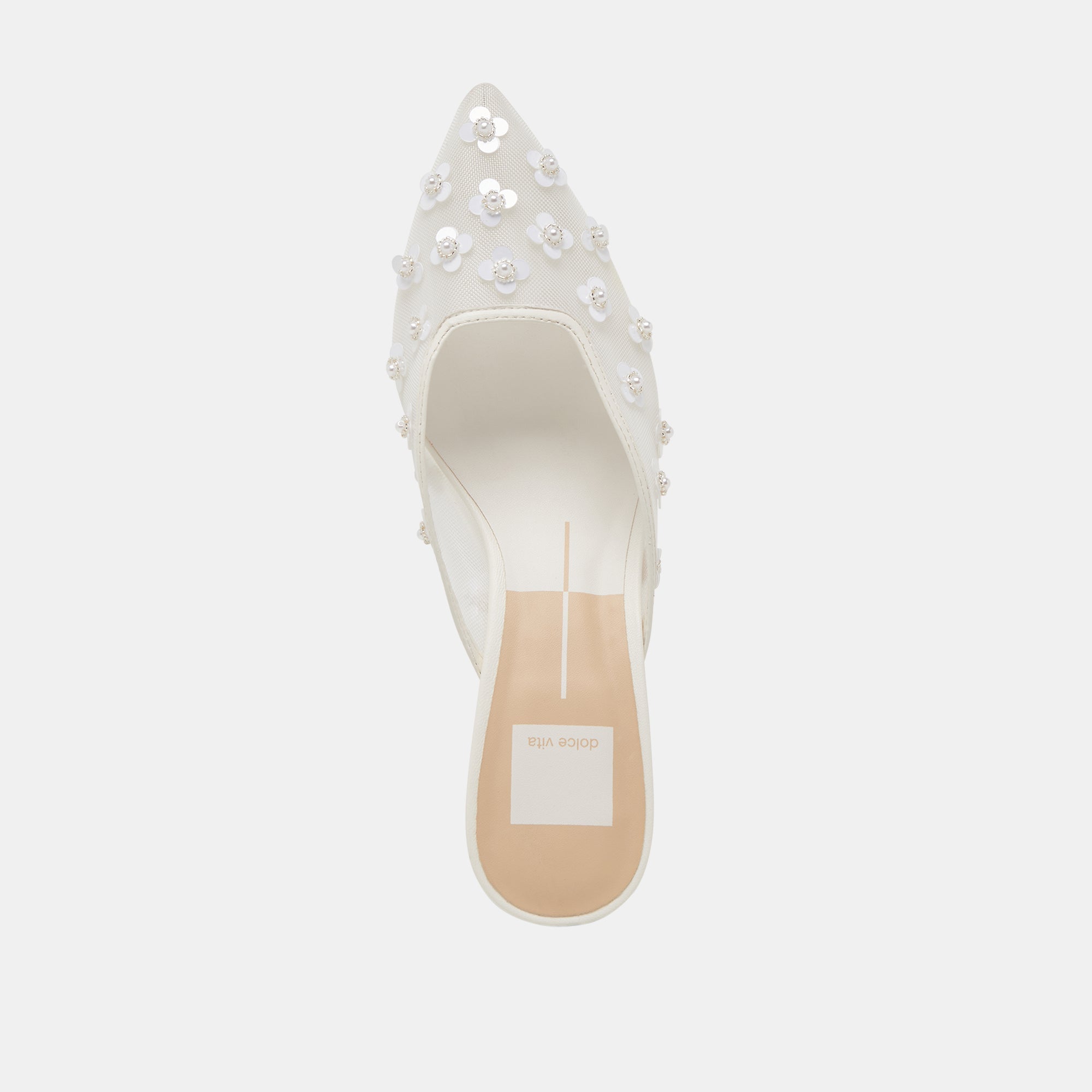 CLARA PEARL HEELS TRUE WHITE DAISY MESH | Dolce Vita Women