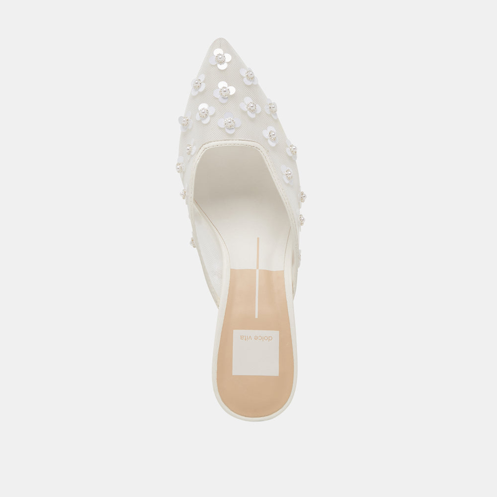 CLARA PEARL HEELS TRUE WHITE DAISY MESH | Dolce Vita Women