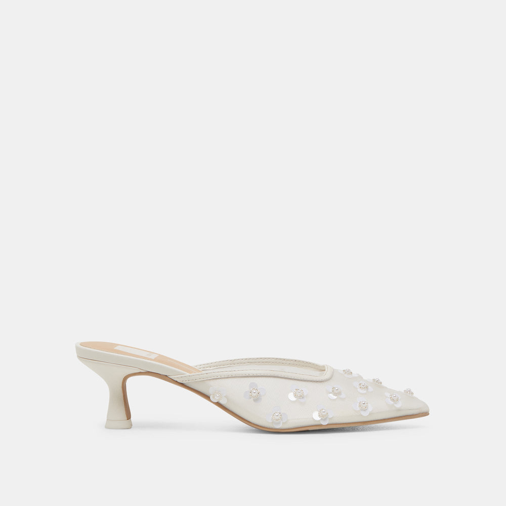 CLARA PEARL HEELS TRUE WHITE DAISY MESH | Dolce Vita Women