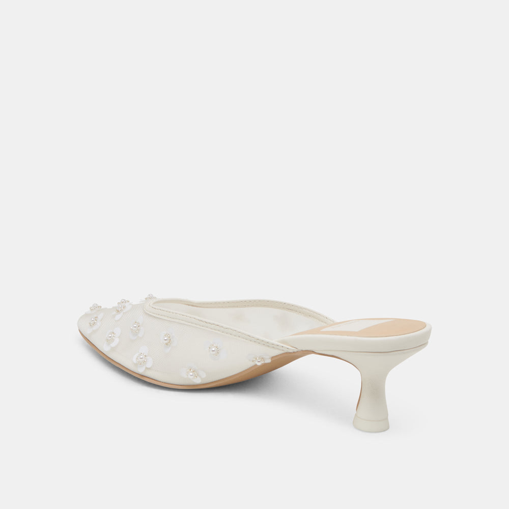 CLARA PEARL HEELS TRUE WHITE DAISY MESH | Dolce Vita Women