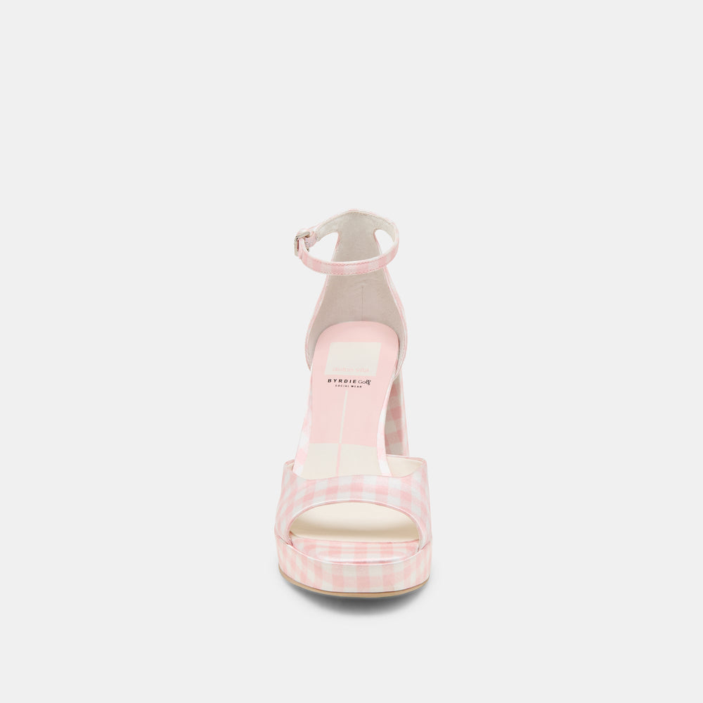 Reyes X Byrdie Golf Pink Plaid Gingham Heels | Women Dolce Vita