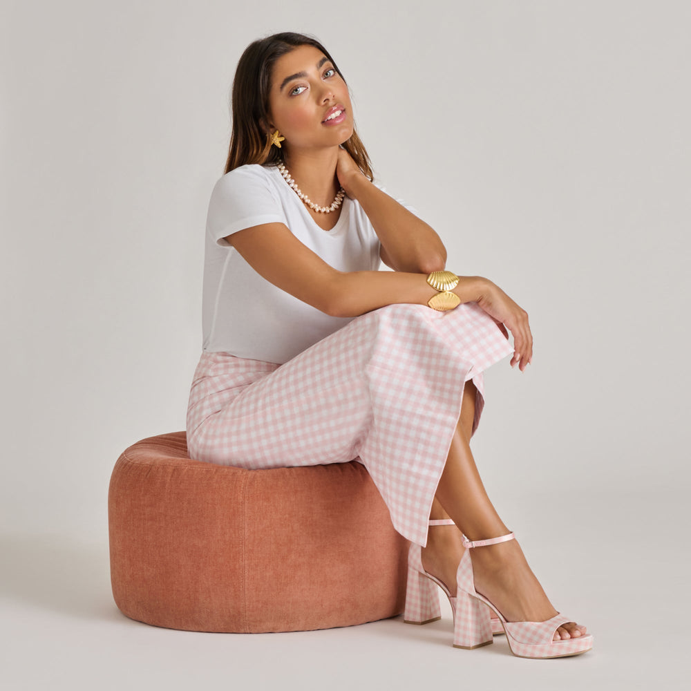 Reyes X Byrdie Golf Pink Plaid Gingham Heels | Women Dolce Vita