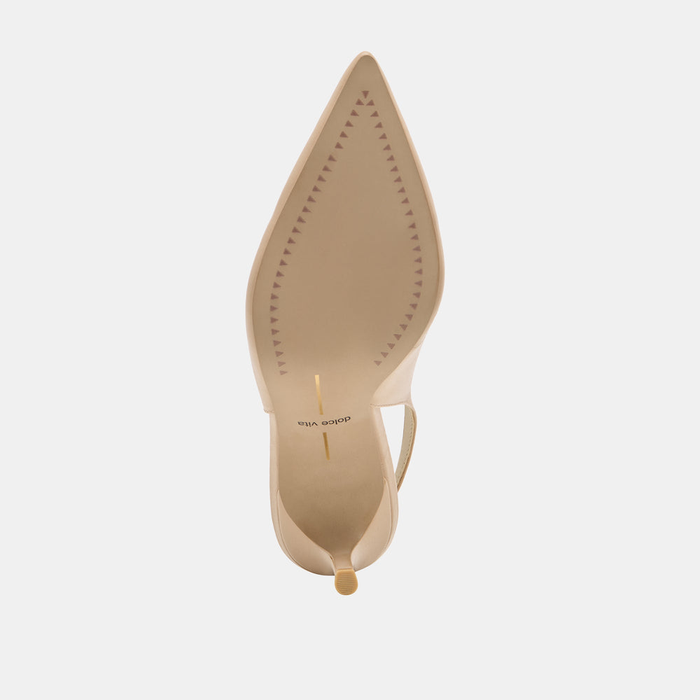 Elasi Beige Crinkle Patent Heels | Women Dolce Vita