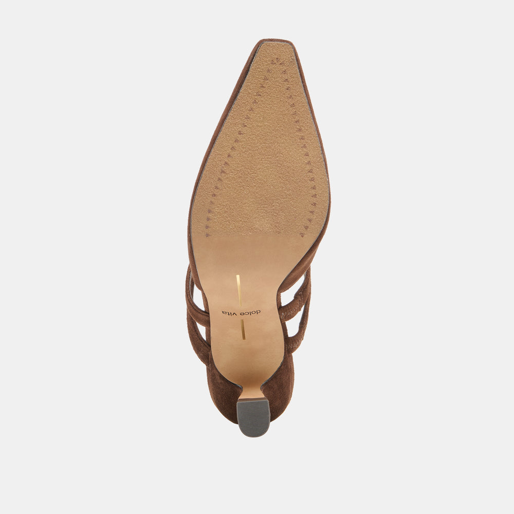 Linore Dk Brown Suede Heels | Women Dolce Vita