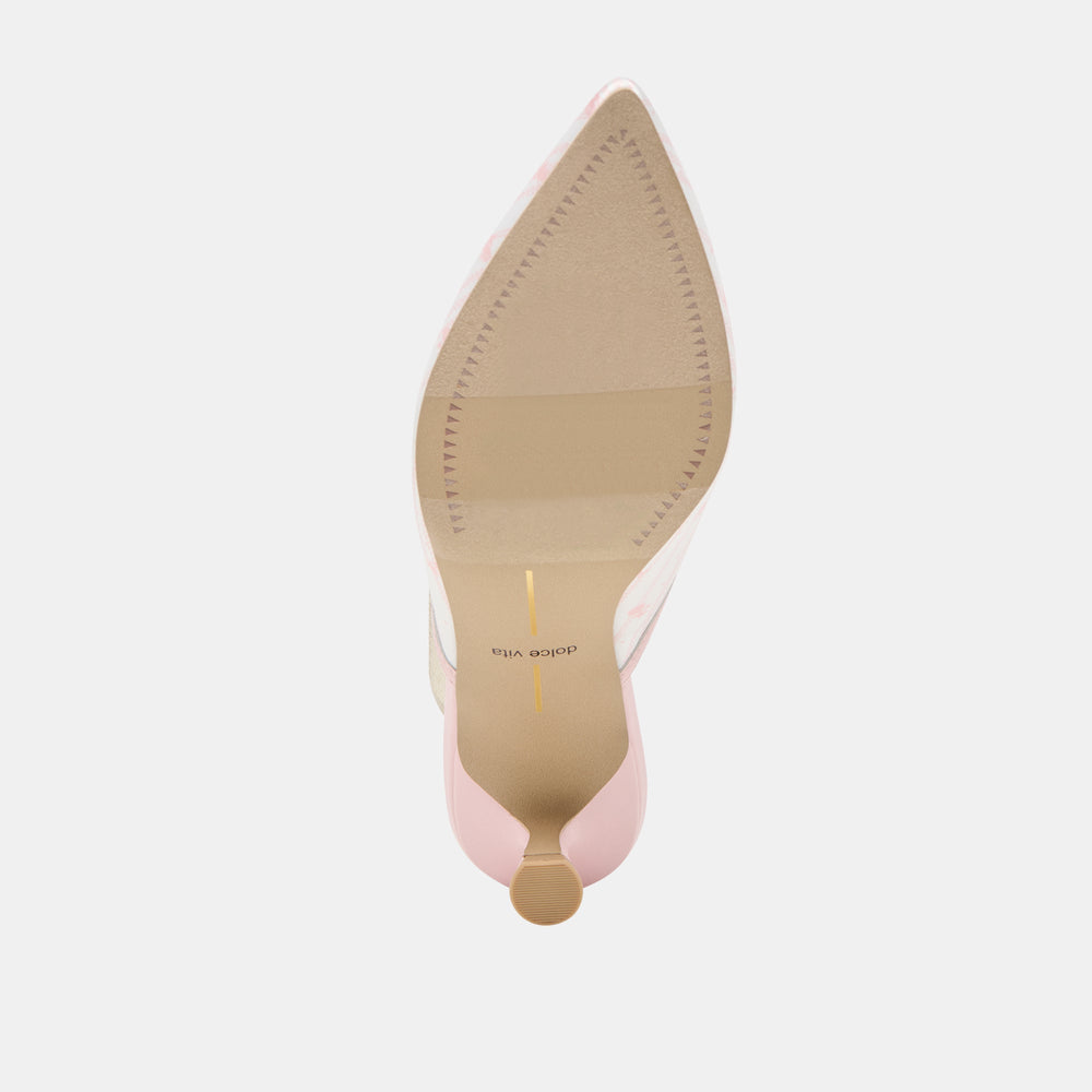Cleo X Byrdie Gold Pink Floral Satin Heels | Women Dolce Vita