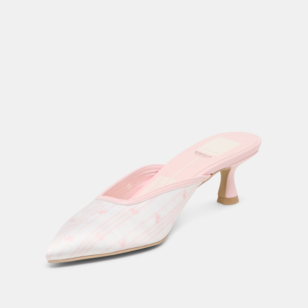 Cleo X Byrdie Gold Pink Floral Satin Heels | Women Dolce Vita