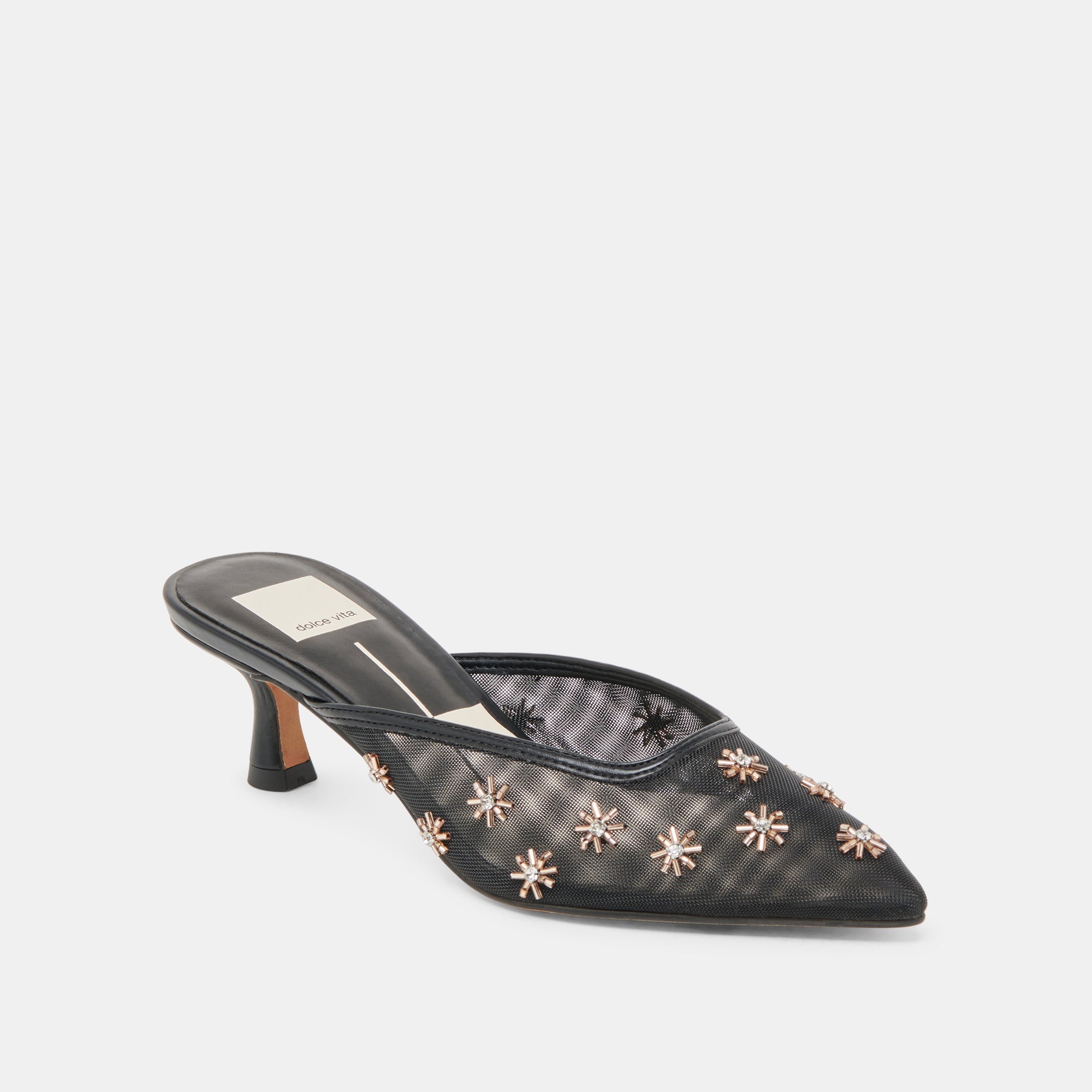 CLARA WIDE HEELS BLACK MESH | Dolce Vita Women