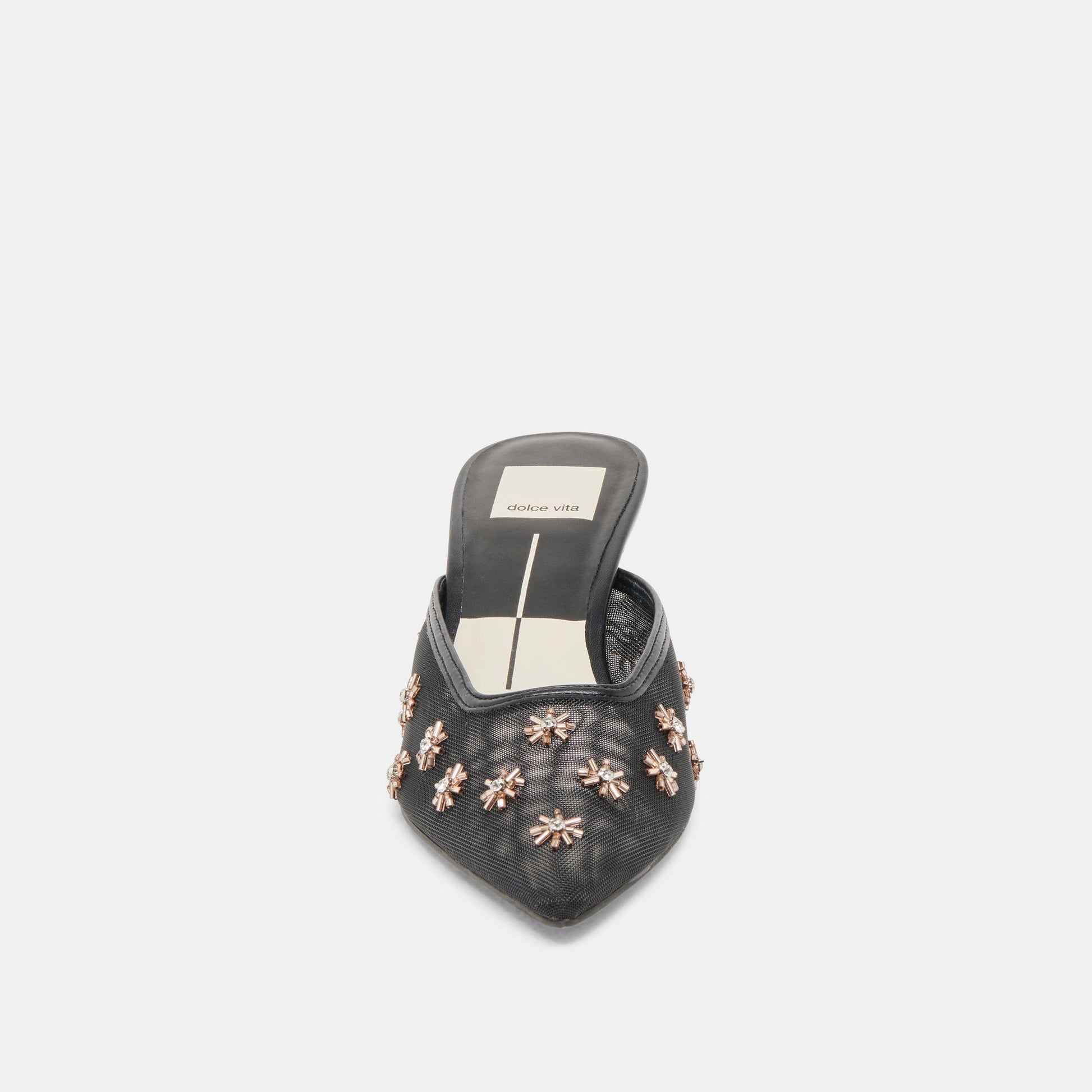 CLARA WIDE HEELS BLACK MESH - Dolce Vita