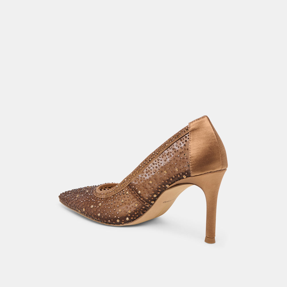 Kashe Crystal Mid Brown Mesh Heels | Dolce Vita Women