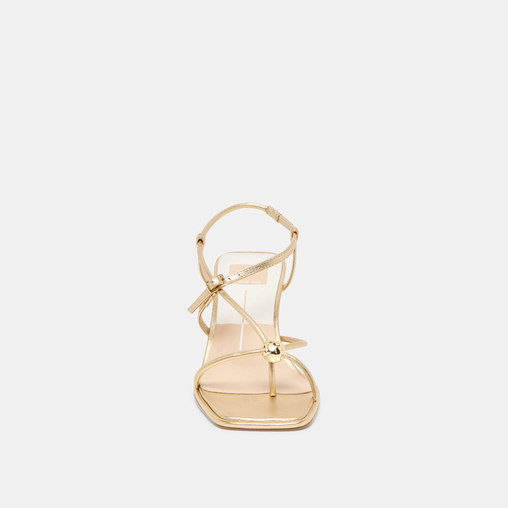 Mylee Gold Distressed Leather Heels | Women Dolce Vita