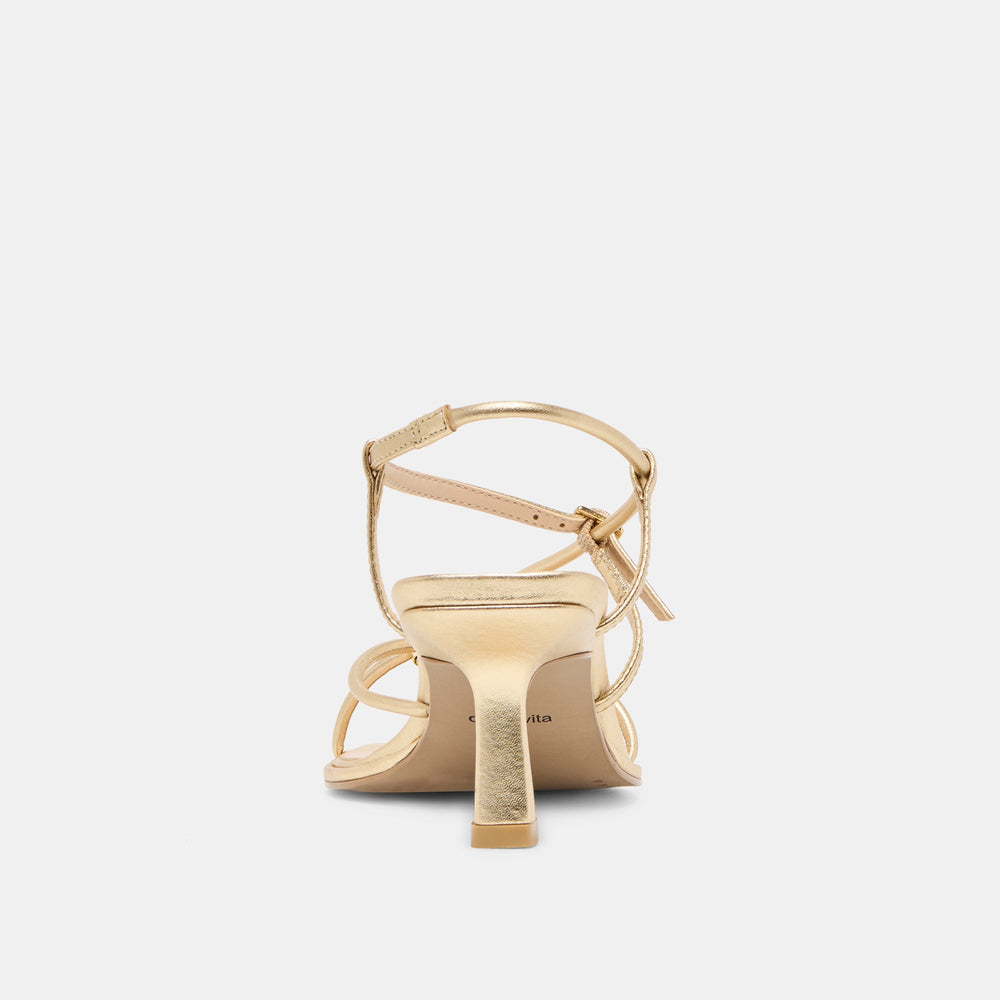 Mylee Gold Distressed Leather Heels | Women Dolce Vita