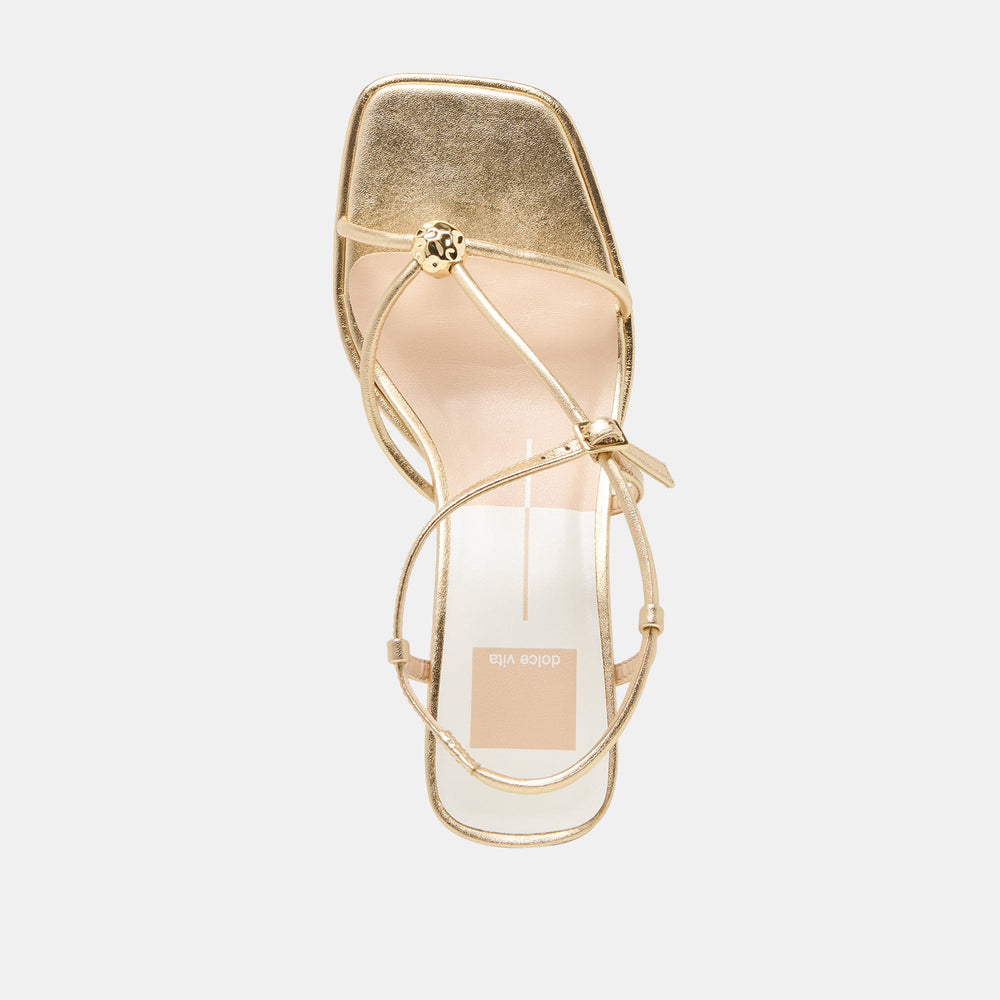 Mylee Gold Distressed Leather Heels | Women Dolce Vita