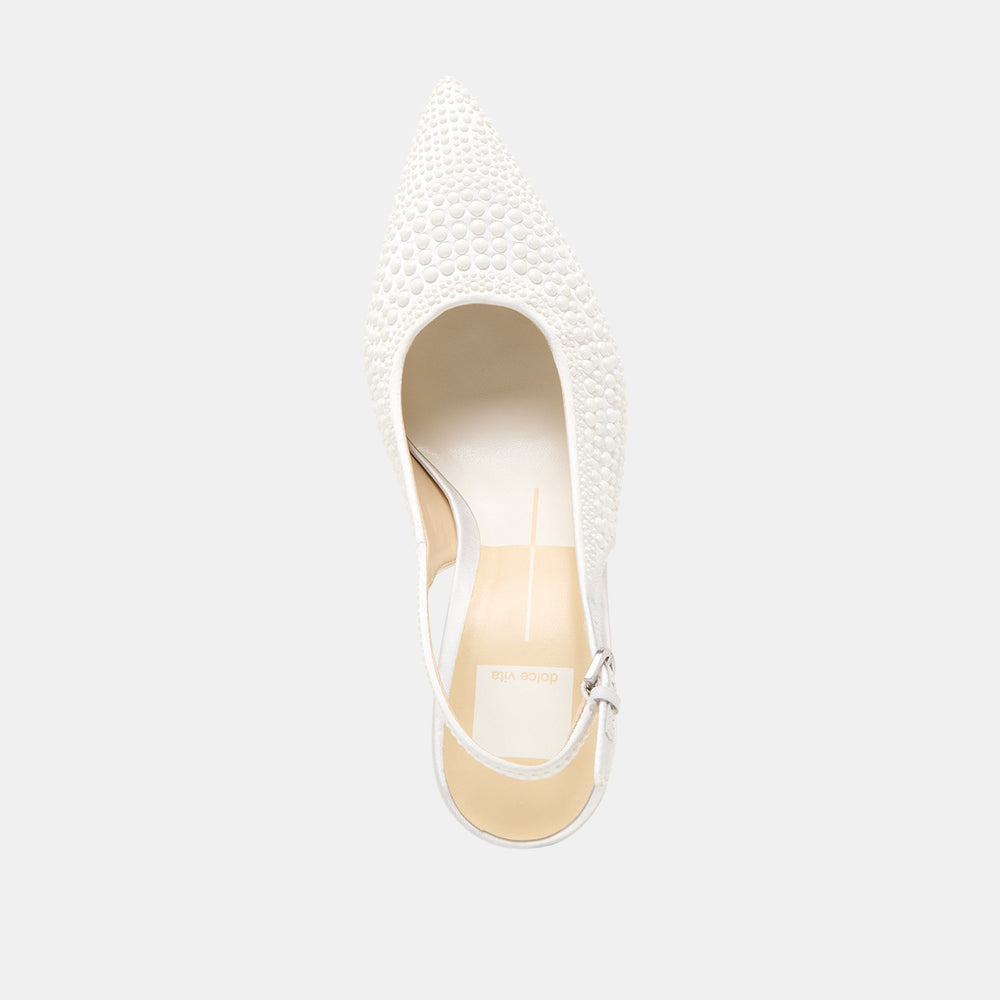 Elasi Pearl Off White Satin Heels | Dolce Vita Women