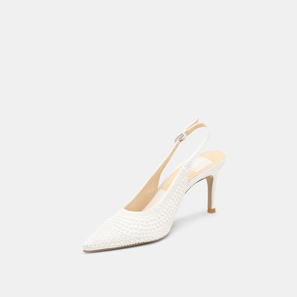 Elasi Pearl Off White Satin Heels | Dolce Vita Women