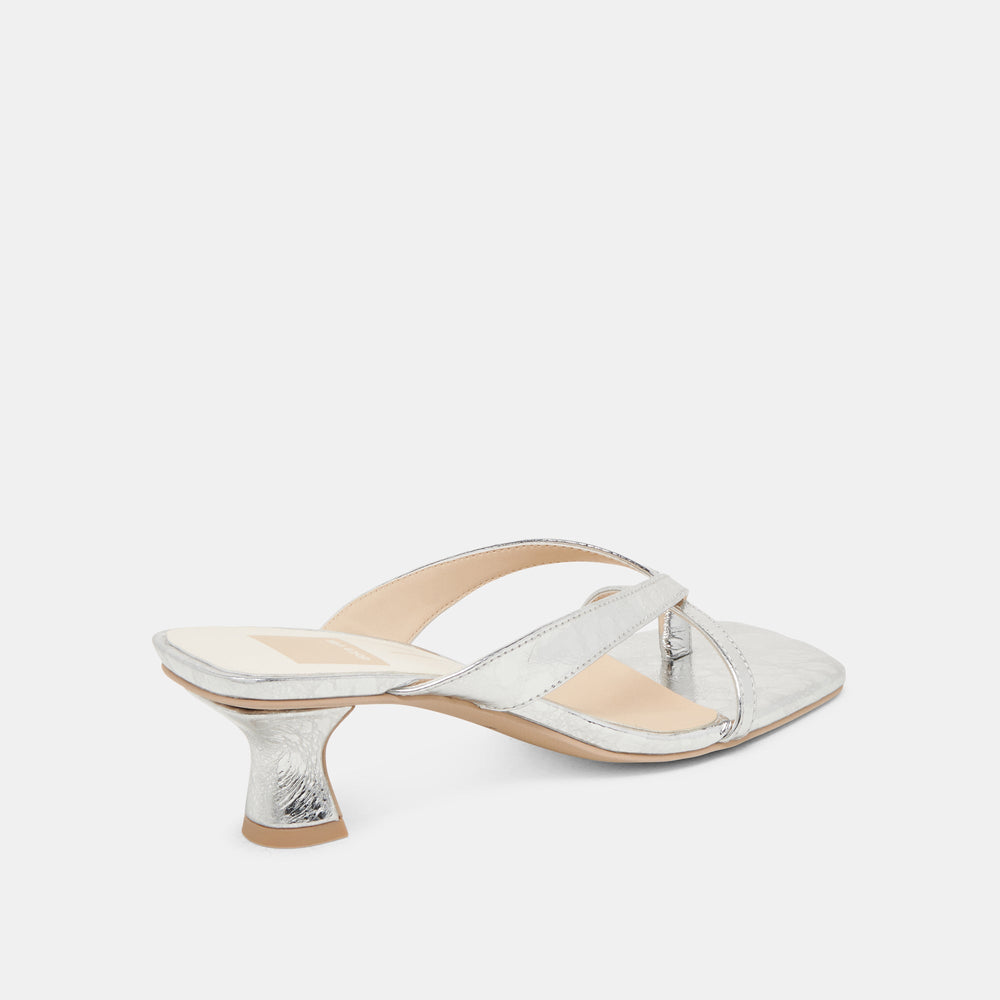 BREVEL HEELS SILVER DISTRESSED LEATHER | Women Dolce Vita