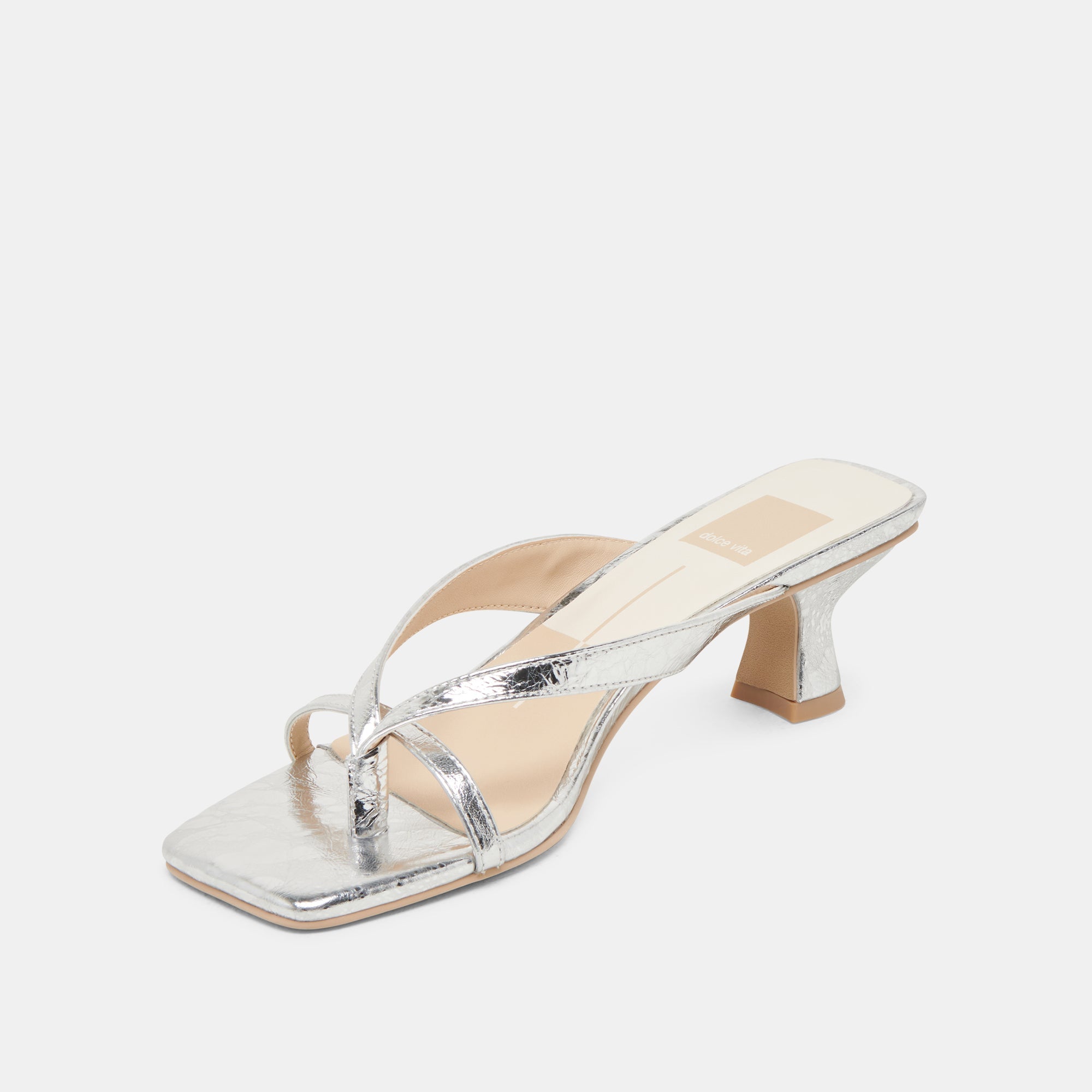 BREVEL HEELS SILVER DISTRESSED LEATHER | Women Dolce Vita