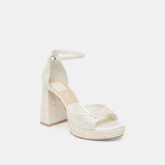 PANDRO PEARL WIDE HEELS TRUE WHITE SATIN | Women Dolce Vita