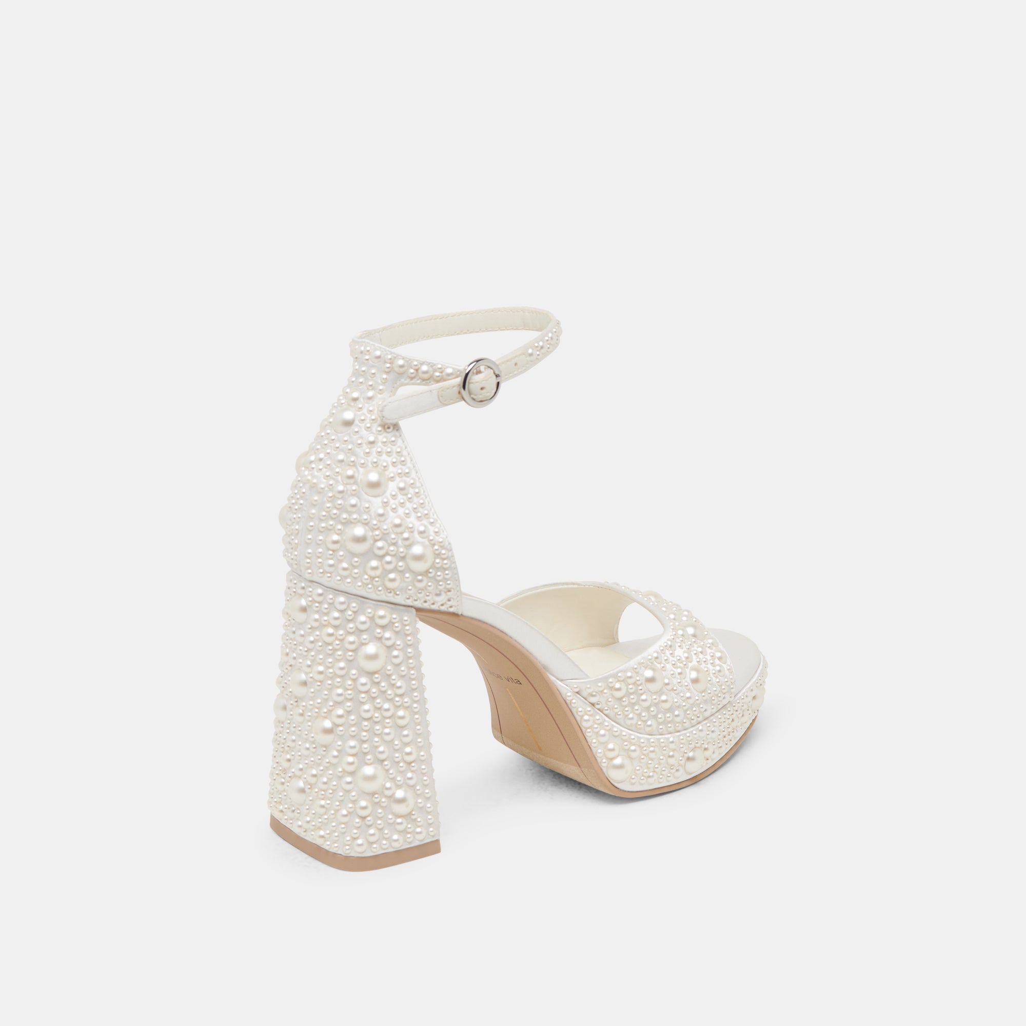 PANDRO PEARL WIDE HEELS TRUE WHITE SATIN | Women Dolce Vita