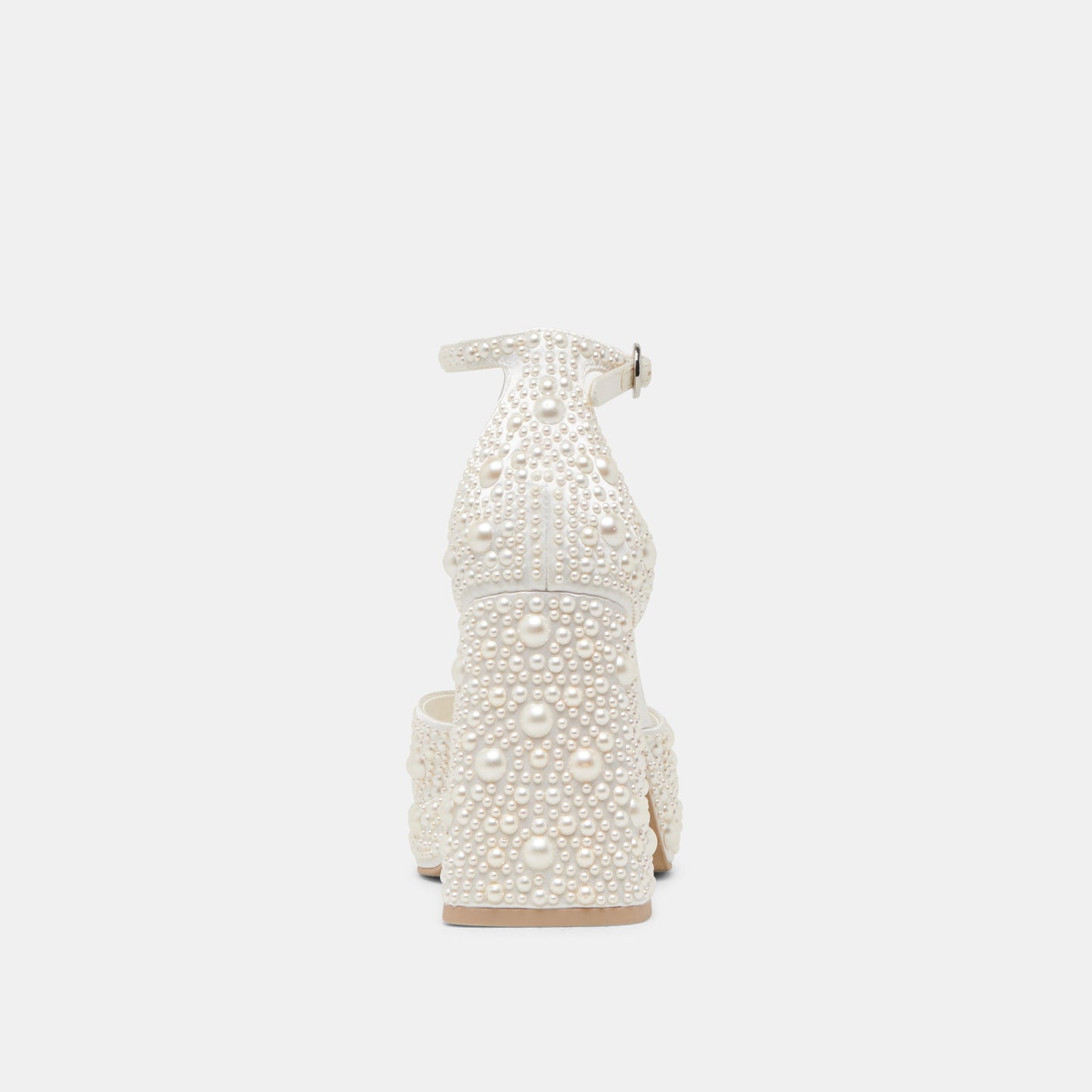 PANDRO PEARL WIDE HEELS TRUE WHITE SATIN - Dolce Vita