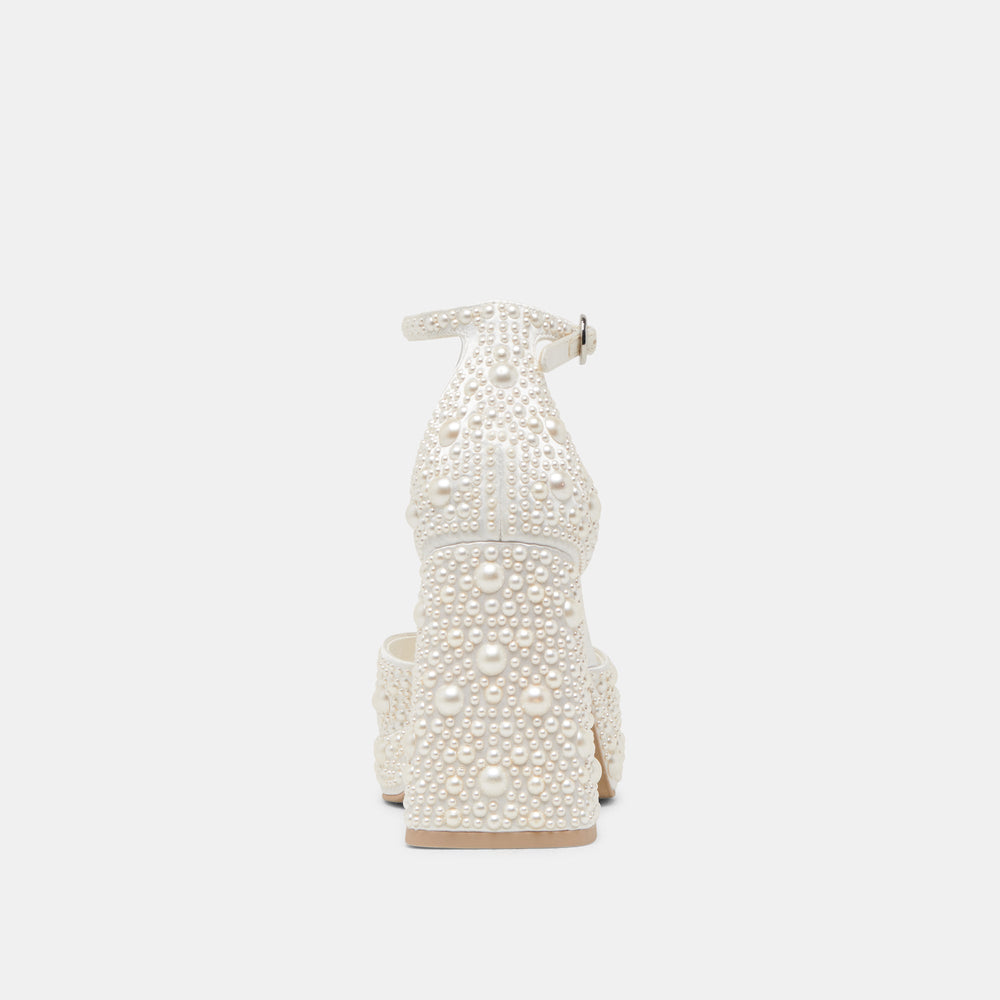 PANDRO PEARL WIDE HEELS TRUE WHITE SATIN | Women Dolce Vita