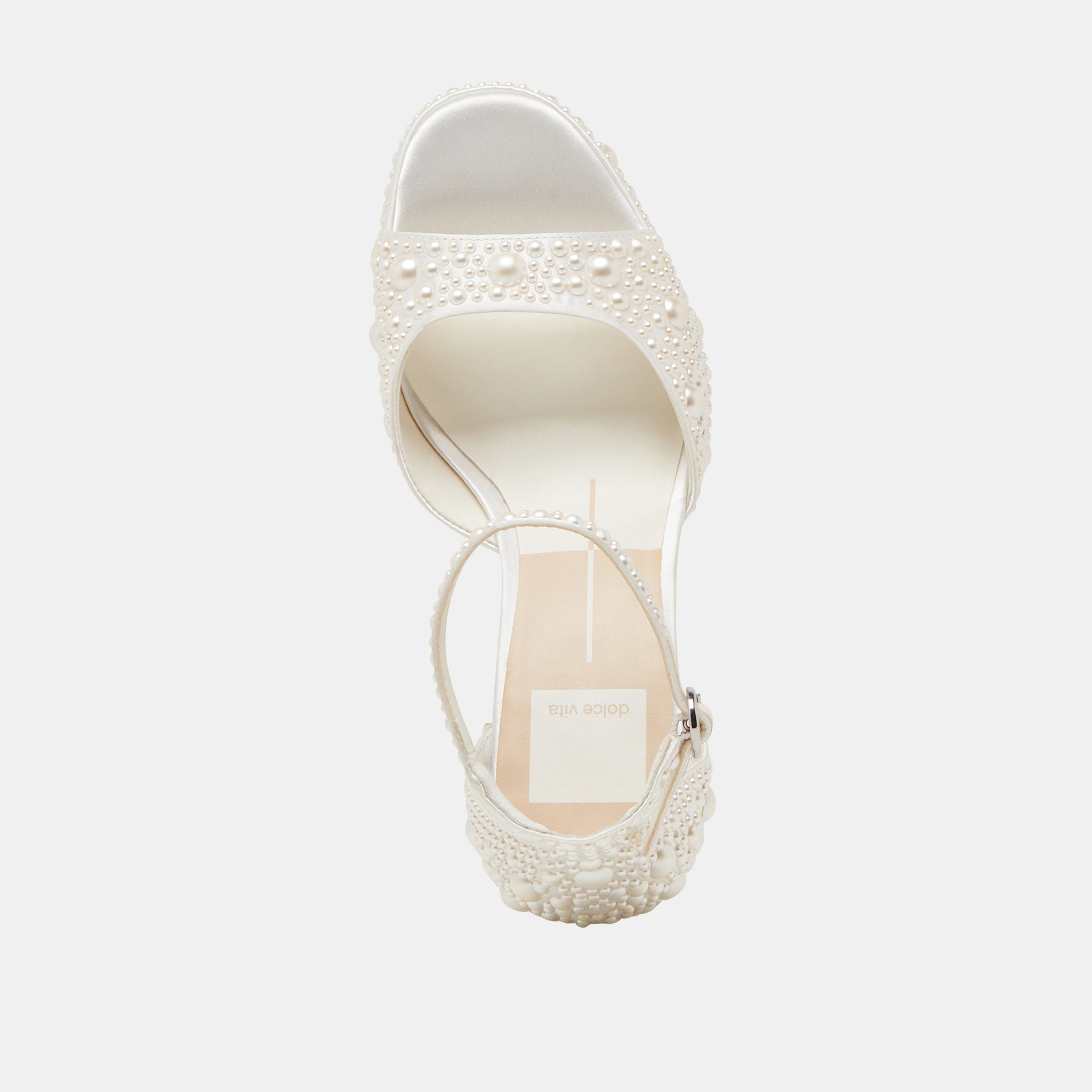 PANDRO PEARL WIDE HEELS TRUE WHITE SATIN - Dolce Vita