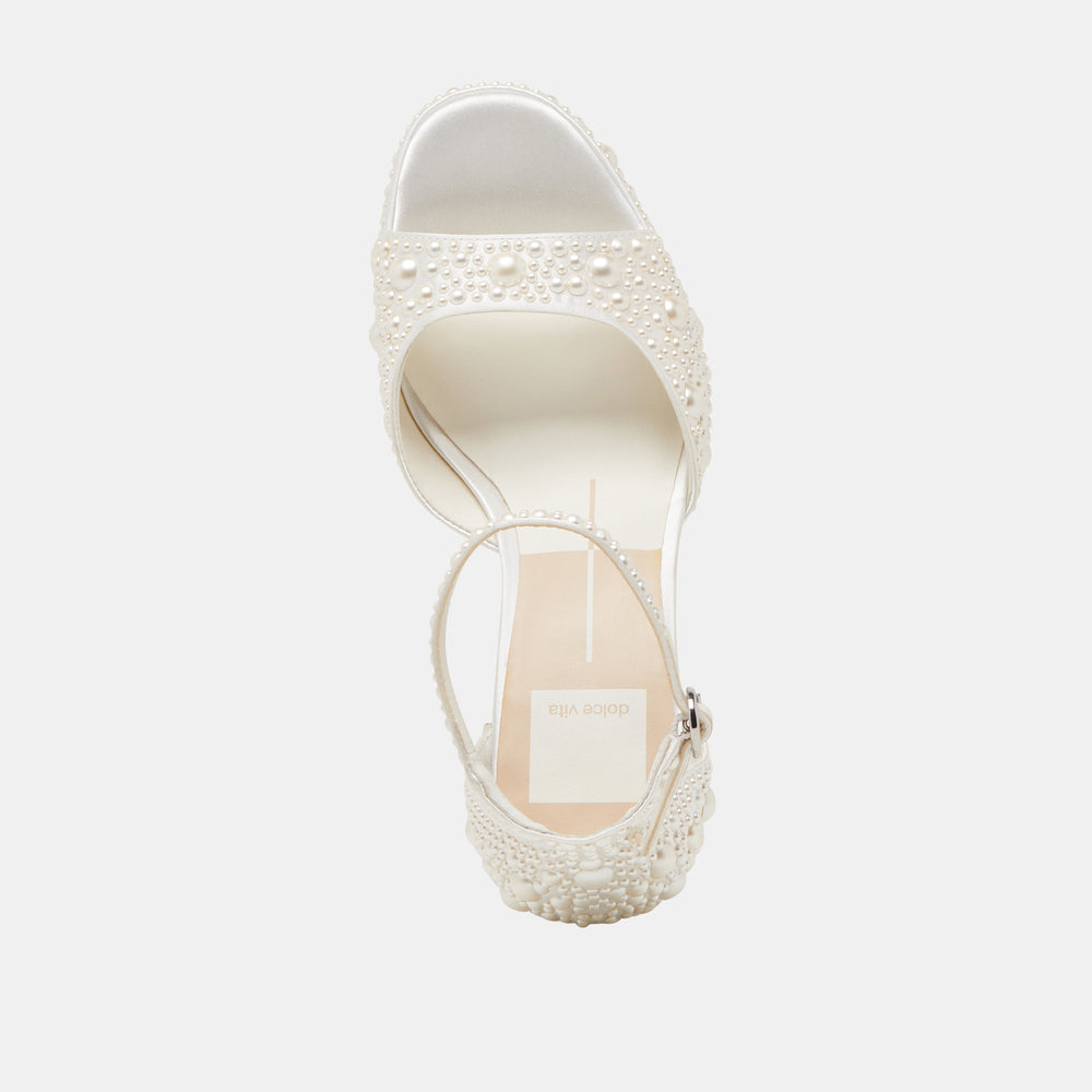 PANDRO PEARL WIDE HEELS TRUE WHITE SATIN | Women Dolce Vita