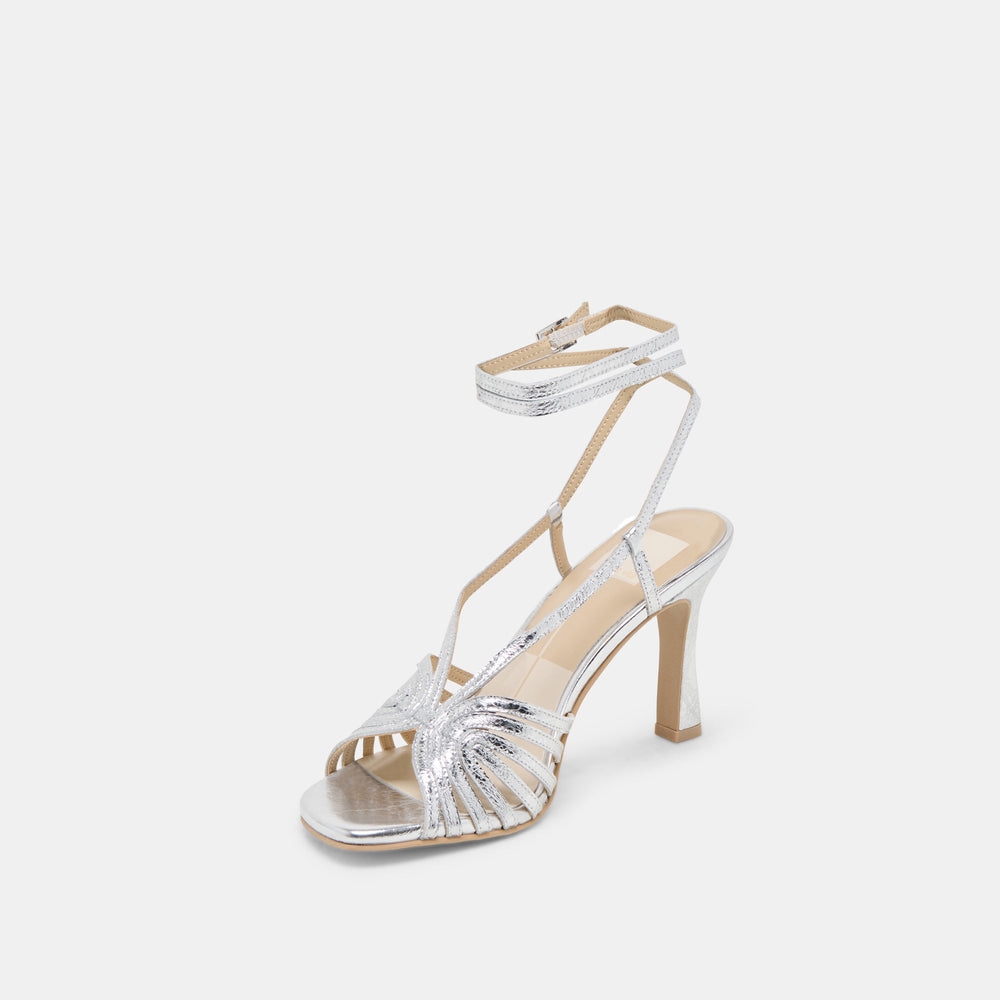 Nivana Silver Distressed Leather Heels | Dolce Vita Women