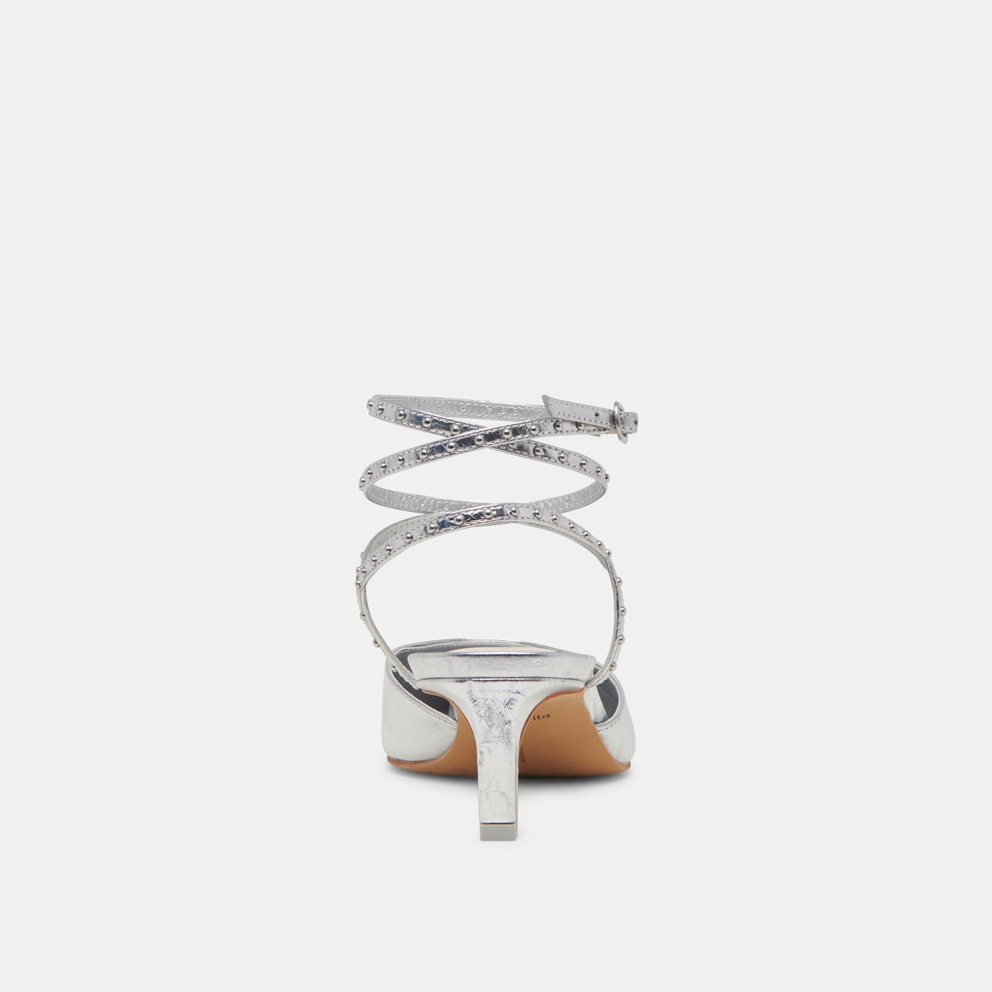 LOKLYN STUD HEELS SILVER CRINKLE PATENT | Dolce Vita Women