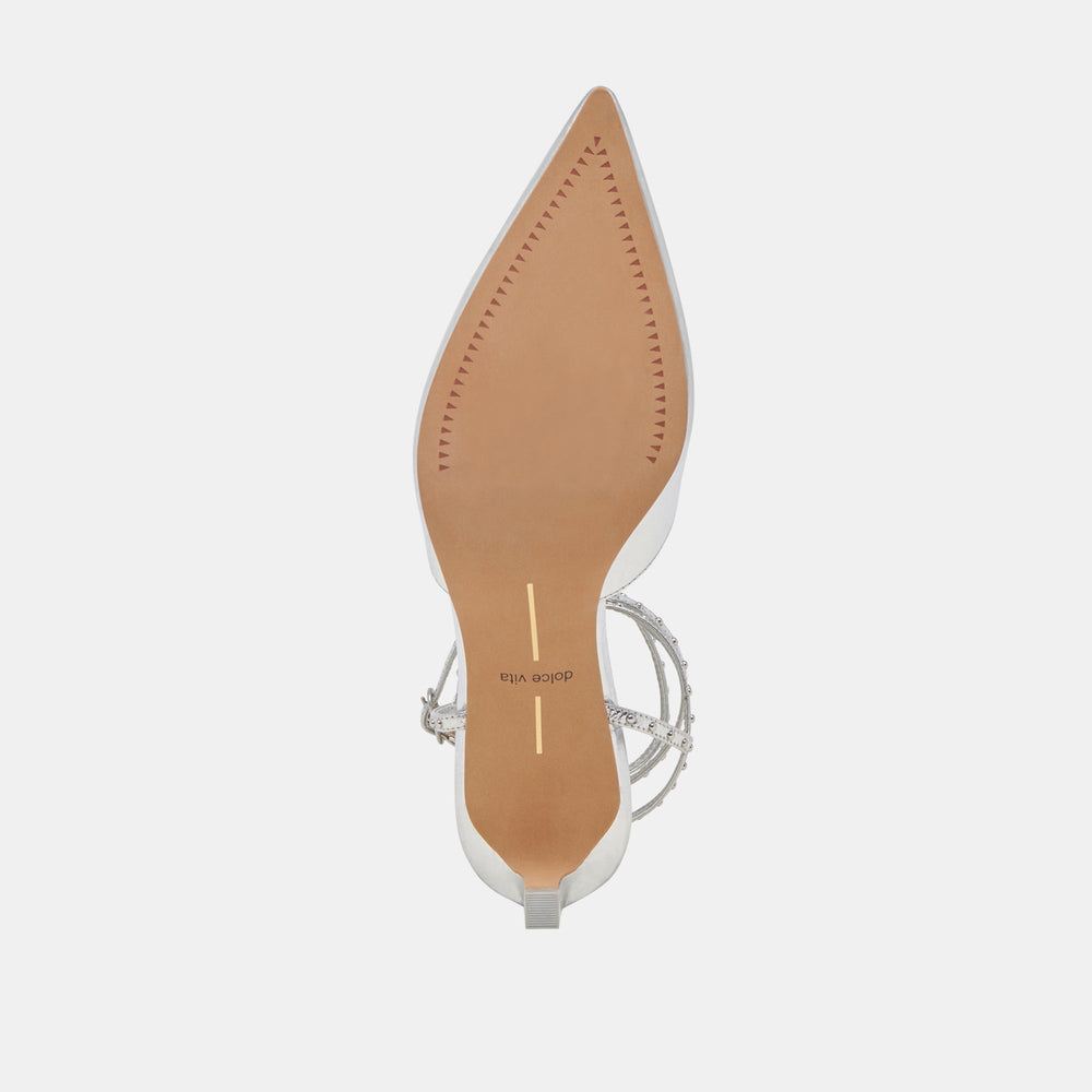 LOKLYN STUD HEELS SILVER CRINKLE PATENT | Dolce Vita Women