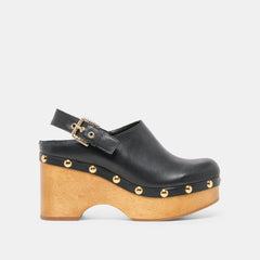 Adelan Black Leather Clogs | Women Dolce Vita