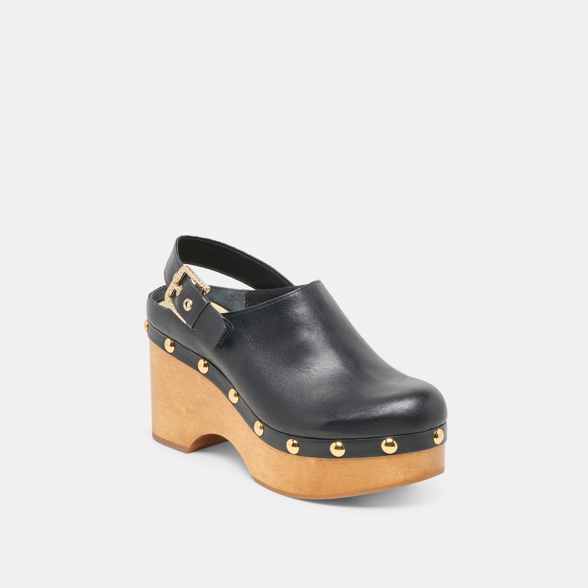 Adelan Black Leather Clogs | Women Dolce Vita