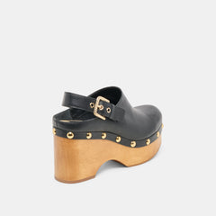 Adelan Black Leather Clogs | Women Dolce Vita