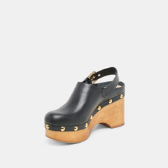 Adelan Black Leather Clogs | Women Dolce Vita