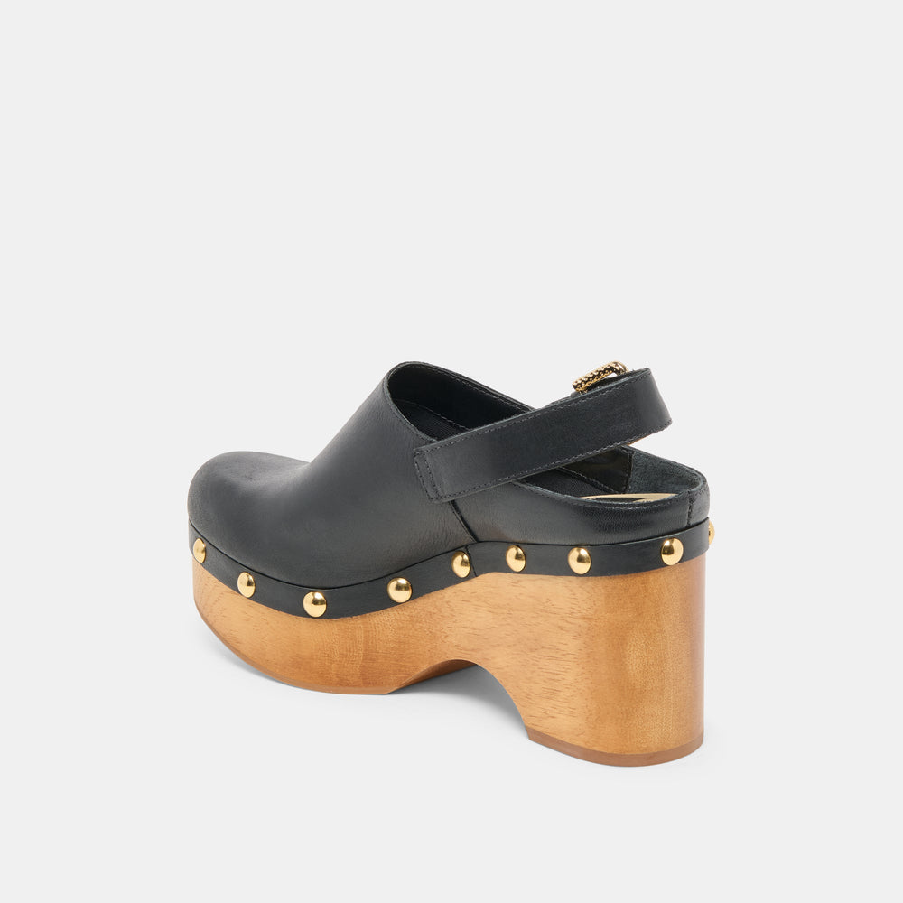 Adelan Black Leather Clogs | Women Dolce Vita