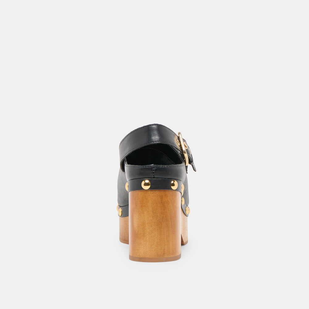 Adelan Black Leather Clogs | Women Dolce Vita