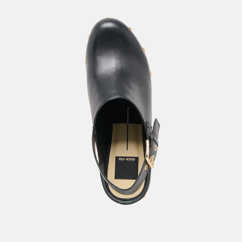 Adelan Black Leather Clogs | Women Dolce Vita