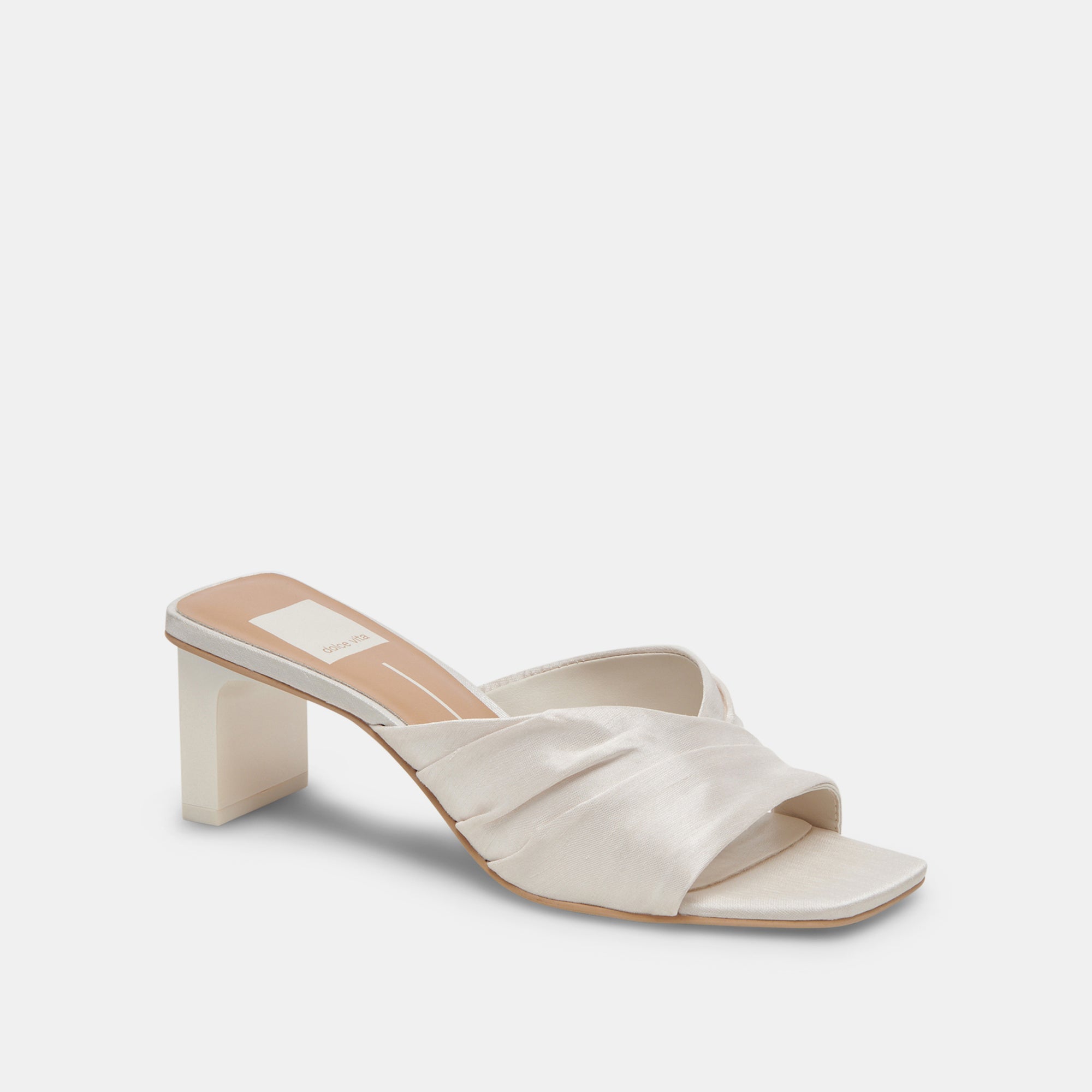 CARLAN HEELS OFF WHITE SILK | Women Dolce Vita