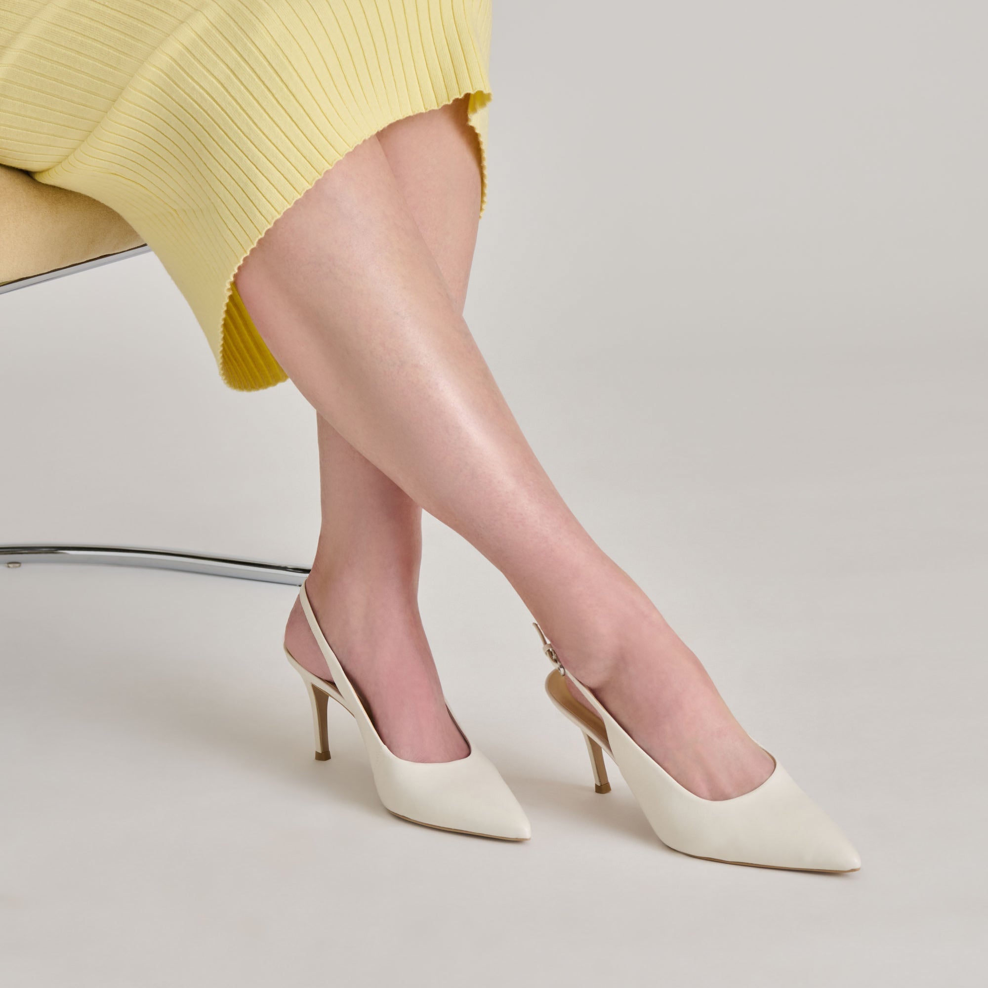 ELASI HEELS WHITE LEATHER | Women Dolce Vita